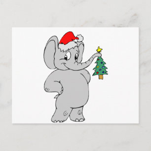 Cartes Pour Fêtes Annuelles Eléphant (Santa Hat)