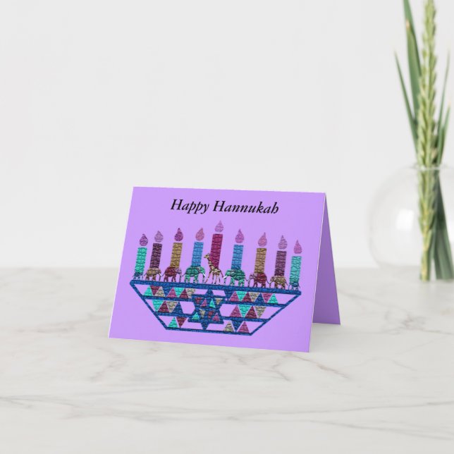 Cartes Pour Fêtes Annuelles Elephant Star Menorah (Devant)