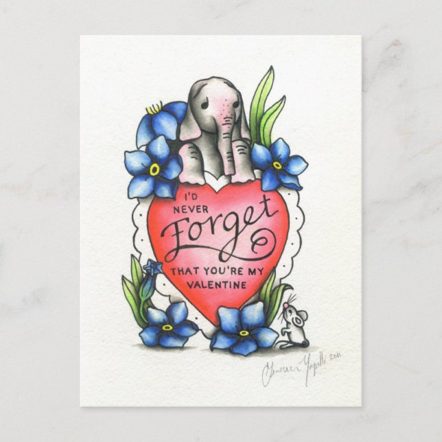 Cartes Pour Fêtes Annuelles Éléphant Valentine (Devant)
