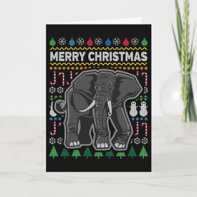 Cartes Pour Fêtes Annuelles Elephant Vilain Sweat de Noël (Devant)