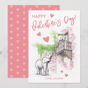 Cartes Pour Fêtes Annuelles Eléphants romantiques Roméo et Juliette Valentines