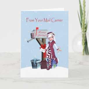 Cartes Pour Fêtes Annuelles Elf et boîte aux lettres Joyeuses vacances de tran