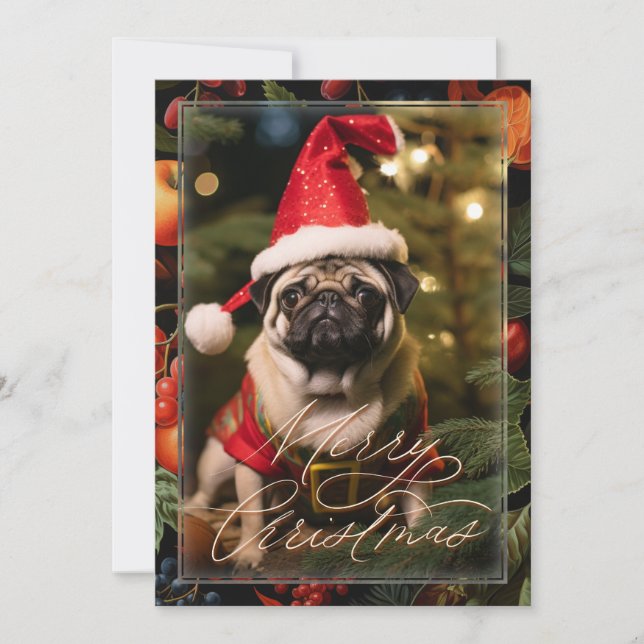 Cartes Pour Fêtes Annuelles Elfe Carlin de Noël (Devant)