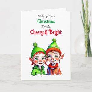 Cartes Pour Fêtes Annuelles Elfe de Noël à l'ancienne Cheery et brillant