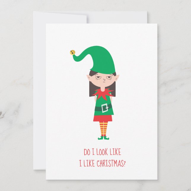Cartes Pour Fêtes Annuelles Elfe de Noël drôle fille (Devant)