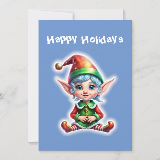 Cartes Pour Fêtes Annuelles Elfe de vacances mignon (Devant)