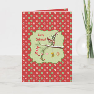 Cartes Pour Fêtes Annuelles Elfe mignonne et chaussettes de Noël
