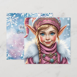 Cartes Pour Fêtes Annuelles Elfe rose adorable Joyeux Noël personnalisé