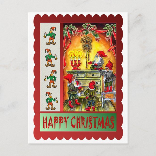 Cartes Pour Fêtes Annuelles Elfes à la maison (Devant)