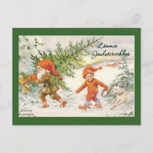Cartes Pour Fêtes Annuelles Elfes moissonnant des arbres de Noël