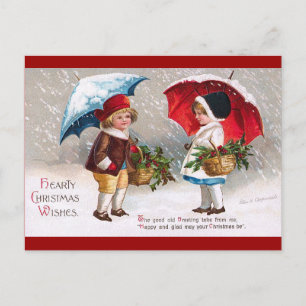 Cartes Pour Fêtes Annuelles Ellen H. Clapsaddle - Deux enfants avec parapluies