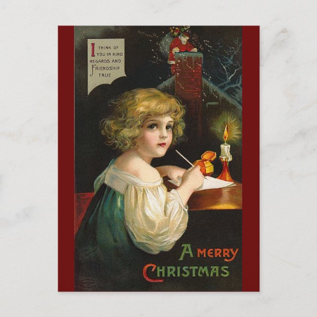 Cartes Pour Fêtes Annuelles Ellen H. Clapsaddle - Écrire une fille de Noël (Devant)