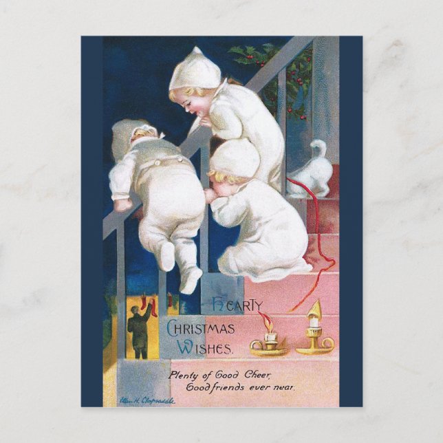 Cartes Pour Fêtes Annuelles Ellen H. Clapsaddle : Les petits de Noël (Devant)