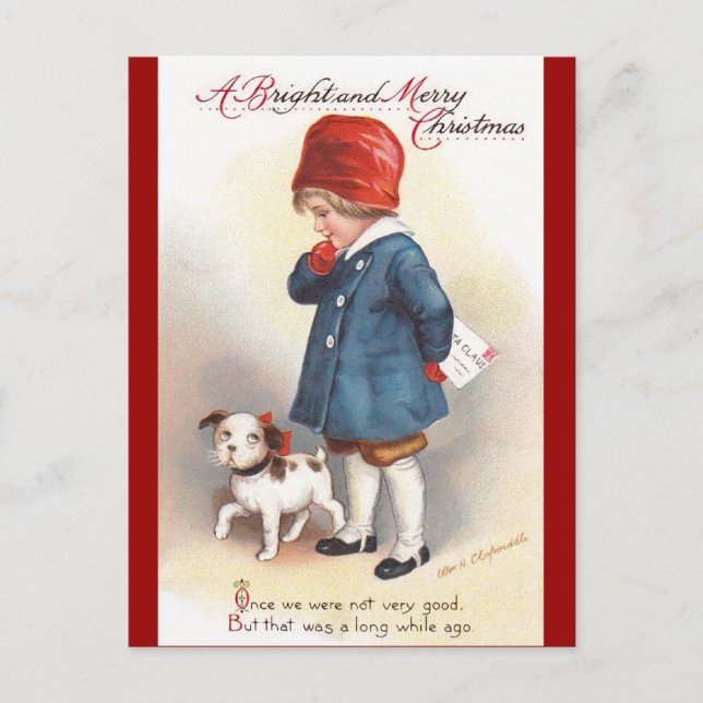 Cartes Pour Fêtes Annuelles Ellen H. Clapsaddle : Une lettre à Père Noël (Devant)
