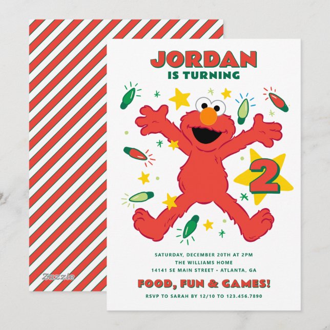 Cartes Pour Fêtes Annuelles Elmo Sesame Street Fête Anniversaire (Devant / Derrière)