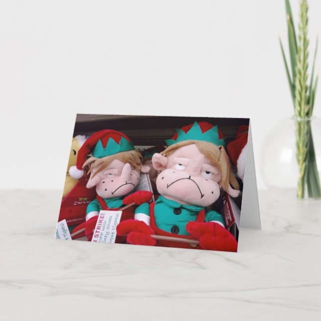 CARTES POUR FÊTES ANNUELLES ELVES EN GRÈVE / "VOUS" MANQUANT À NOËL (Devant)