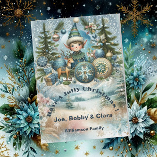 Cartes Pour Fêtes Annuelles Elves Hail Snowflakes, Ornements, Jolly Christmas