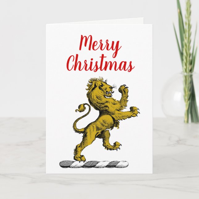 Cartes Pour Fêtes Annuelles Emblème C de crête permanente de lion héraldique (Devant)