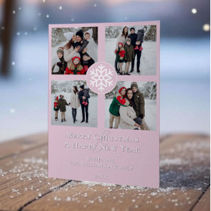 Cartes Pour Fêtes Annuelles Emblème photo Snowflake Collage Rose