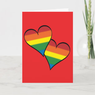 Cartes Pour Fêtes Annuelles Embrassement de coeurs d'arc-en-ciel