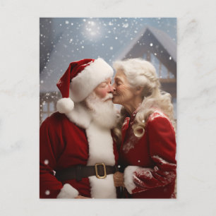 Cartes Pour Fêtes Annuelles Embrasser M. et Mme Père Noël