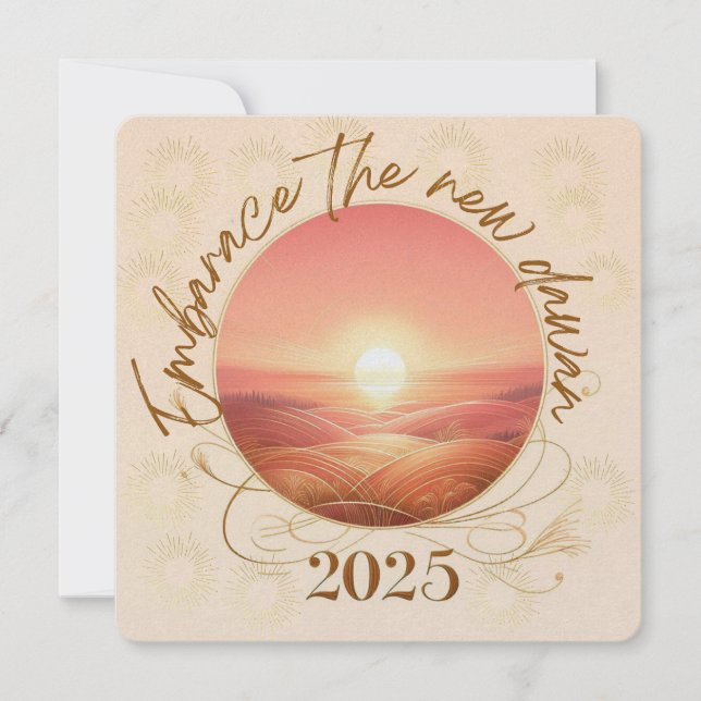 Cartes Pour Fêtes Annuelles Embrassons l'aube nouvelle 2025 (Devant)