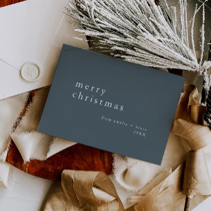 Cartes Pour Fêtes Annuelles EMELIA Bleu Simple Famille moderne Joyeux Noël