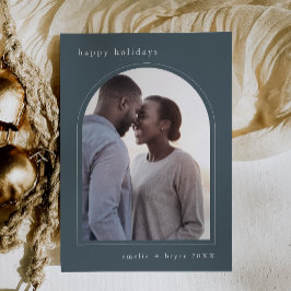 Cartes Pour Fêtes Annuelles EMELIA Blue Happy Holidays Cute Family Photo