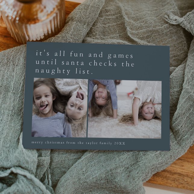 Cartes Pour Fêtes Annuelles EMELIA Blue Hilarious Photo Funny Noël (EMELIA Blue Hilarious Photo Funny Christmas Holiday Card)