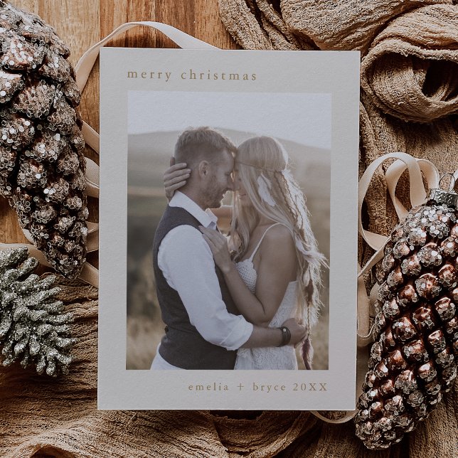 Cartes Pour Fêtes Annuelles EMELIA Gold Bohemian Xmas Famille Photo Noël (EMELIA Gold Bohemian Xmas Family Photo Christmas Holiday Card)