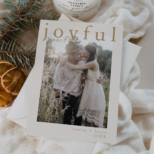 Cartes Pour Fêtes Annuelles EMELIA Gold Boho Xmas Photo Joyeux Noël