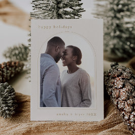 Cartes Pour Fêtes Annuelles EMELIA Gold Happy Holidays Cute Family Photo