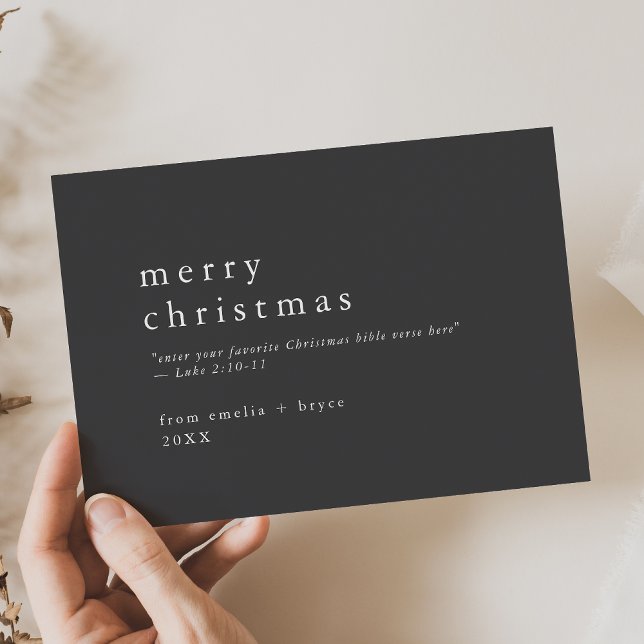 Cartes Pour Fêtes Annuelles EMELIA Grey Easy Bible Verse Noël religieux (EMELIA Gray Easy Bible Verse Religious Christmas Holiday Card)