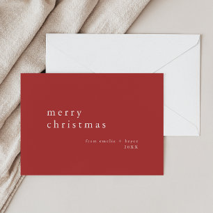 Cartes Pour Fêtes Annuelles EMELIA Rouge Simple Famille Moderne Joyeux Noël
