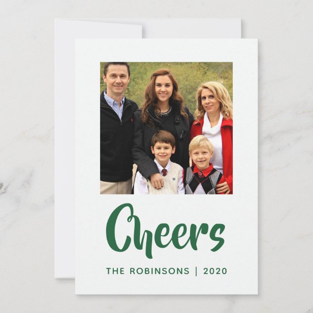 Cartes Pour Fêtes Annuelles Emerald Christmas Drapery Damask Photo de famille (Devant)