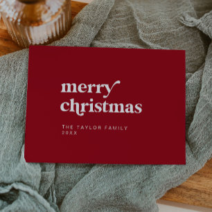 Cartes Pour Fêtes Annuelles EMERY Red Easy Retro Fun Simple Joyeux Noël
