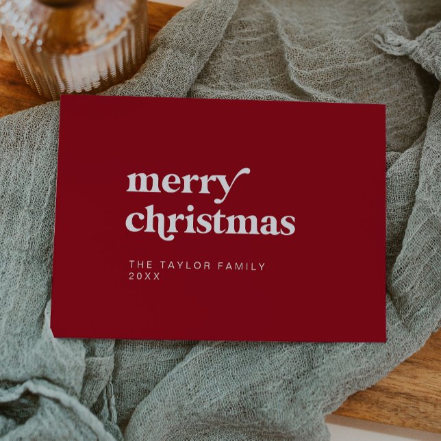 Cartes Pour Fêtes Annuelles EMERY Red Easy Retro Fun Simple Joyeux Noël (EMERY Red Easy Retro Fun Simple Merry Christmas Holiday Card)