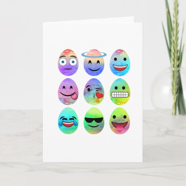 Cartes Pour Fêtes Annuelles Emojis Drôle, Oeufs Emoji Pâques, Oeufs Emoticon (Devant)