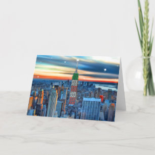 Cartes Pour Fêtes Annuelles Empire State Building dans les lumières des vacanc