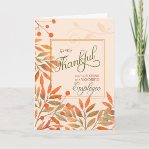 Cartes Pour Fêtes Annuelles Employee Autumn Harvest Leaves Thanksgiving