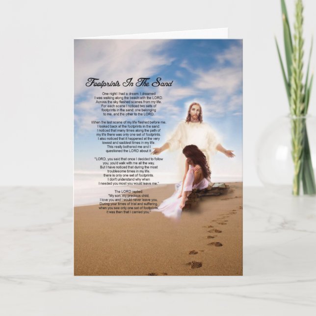 Cartes Pour Fêtes Annuelles Empreintes dans le salut du sable (Devant)