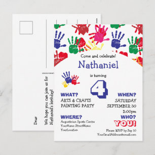 Cartes Pour Fêtes Annuelles Empreintes de mains colorées Enfants ÂGE PERSONNAL