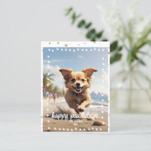 Cartes Pour Fêtes Annuelles Empreintes de pattes Cadre personnalisé Photo pour