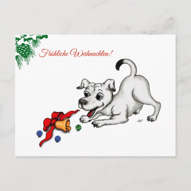 Cartes Pour Fêtes Annuelles en allemand, Noël avec Chipe Cloche et Ball (Devant)