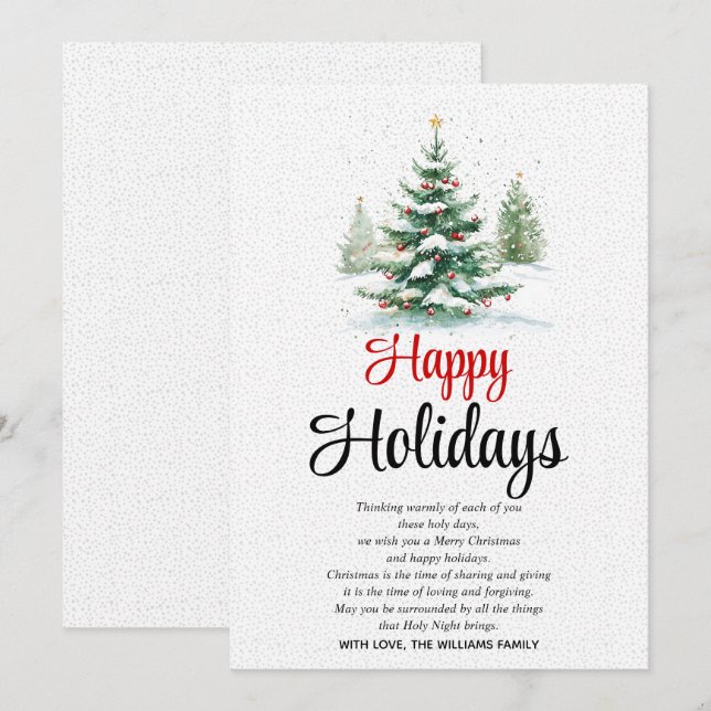 Cartes Pour Fêtes Annuelles En plein air sapin de Noël Joyeuses fêtes (Devant / Derrière)