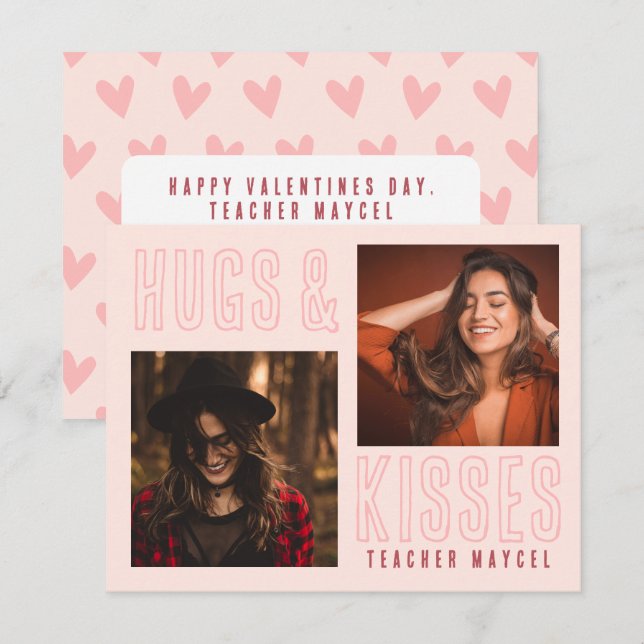 Cartes Pour Fêtes Annuelles Enceintes et baisers rose vif Professeur Valentine (Devant / Derrière)