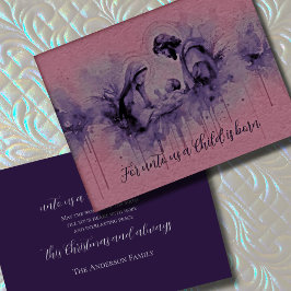 Cartes Pour Fêtes Annuelles Encre rose et violet Sainte famille