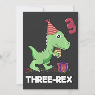 Cartes Pour Fêtes Annuelles Enfant de 3 ans Anniversaire Dinosaur Enfants de 3