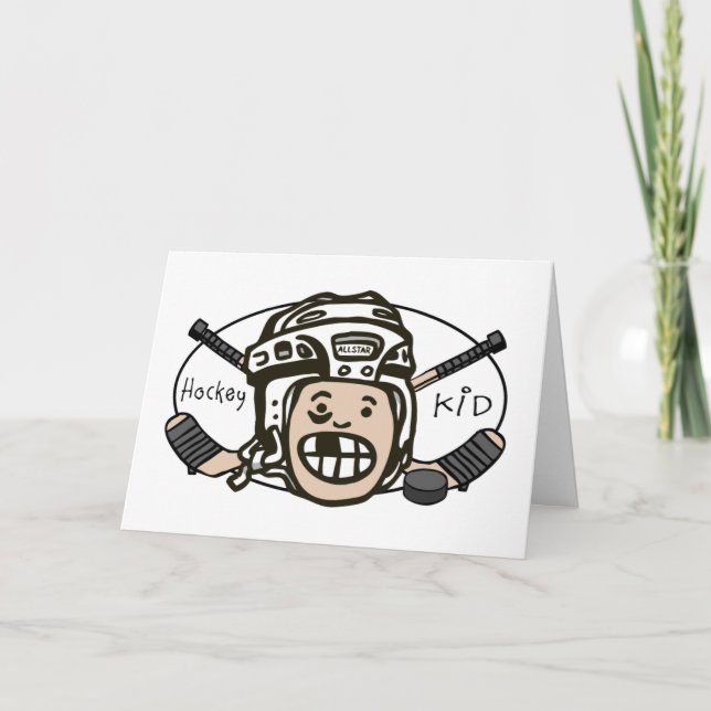 Cartes Pour Fêtes Annuelles Enfant d'hockey (Devant)