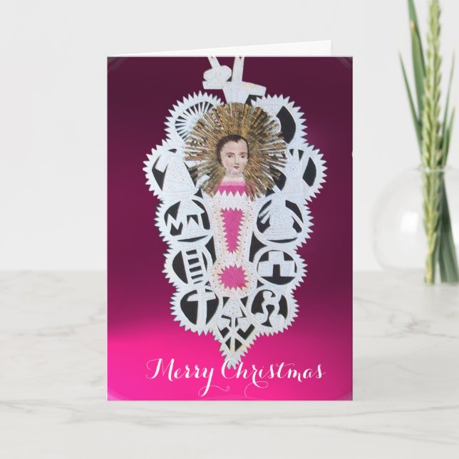 Cartes Pour Fêtes Annuelles Enfant Jésus, Antique Papier de Noël Carture (Devant)